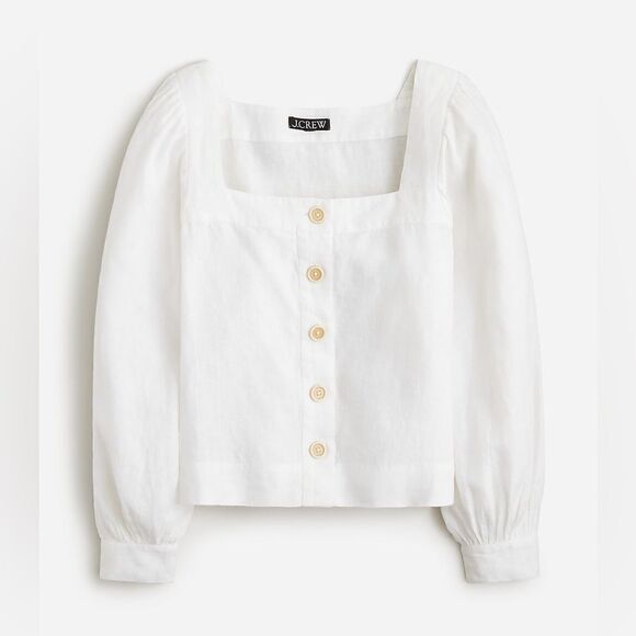 J Crew Square-neck Button Up Linen Top NWT - Picture 1 of 11